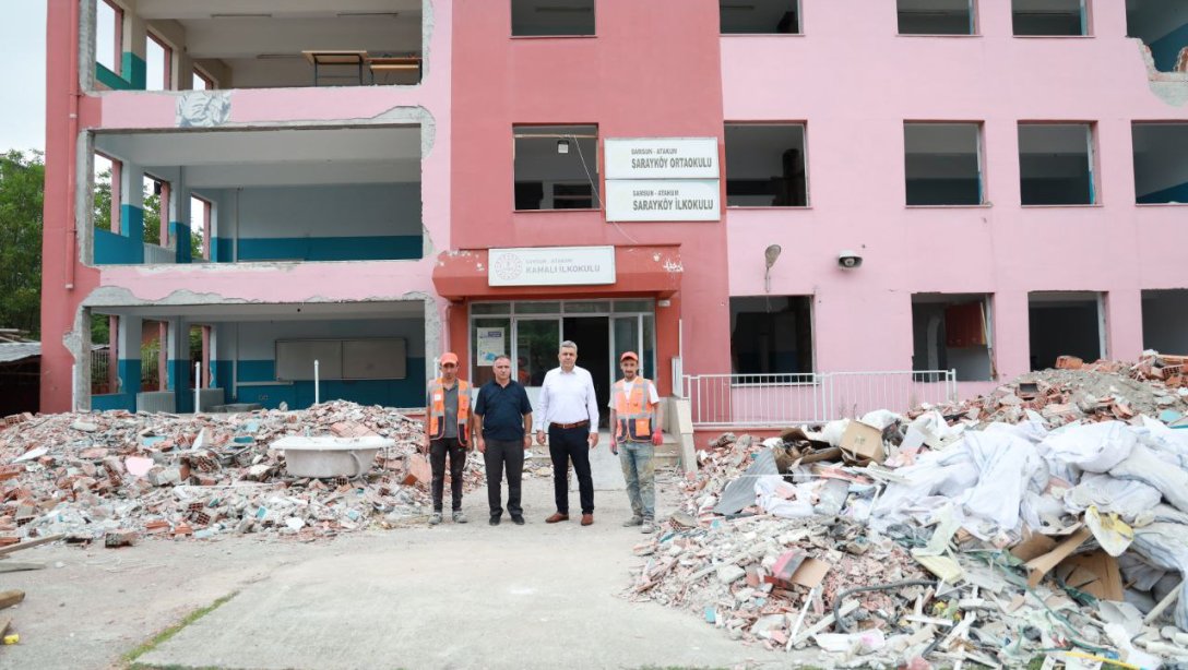 İlçe Milli Eğitim Müdürümüz Mehmet İrfan Yetik, Deprem Güçlendirmesi Yapılan Kamalı İlkokulumuzda İncelemelerde Bulundu
